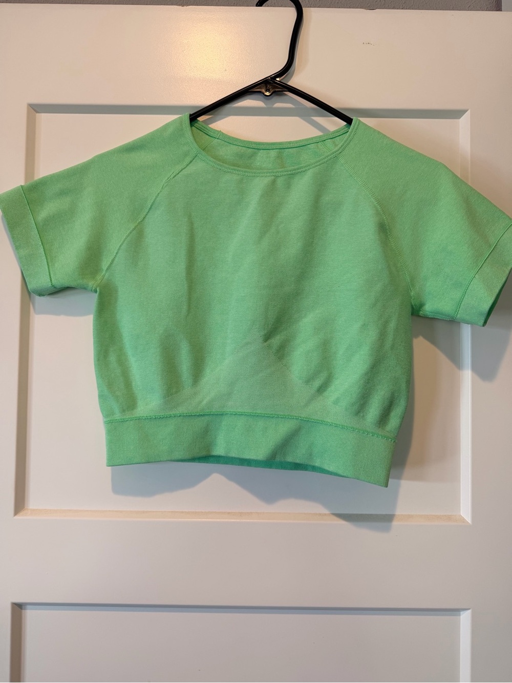 Green Seamless Cropped Workout Top Short Sleeve – Size M
